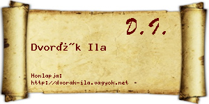 Dvorák Ila névjegykártya
